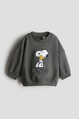 Áo nỉ xám đậm / Snoopy