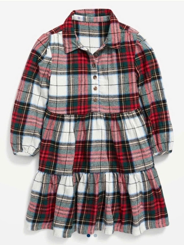 Váy dài tay trắng / kẻ đỏ Old Navy