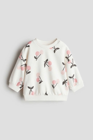 Áo nỉ trắng / cherry