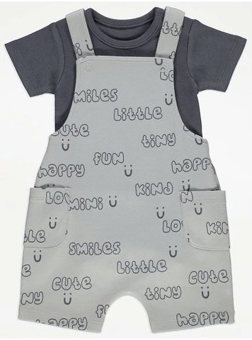 Set bodysuit và quần yếm xám / Little Smiles