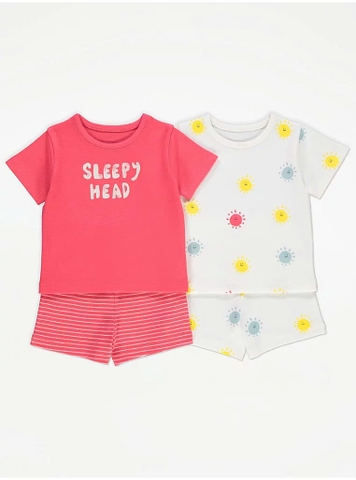 Set cộc tay (2 bộ) hồng đậm / Sleepy Head