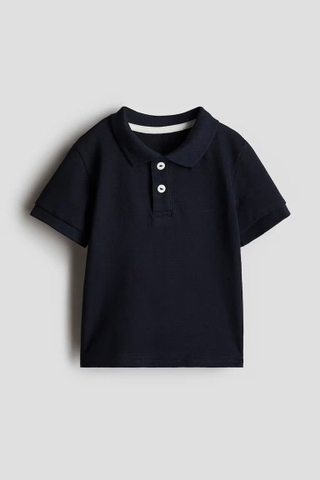 Áo polo navy / khuy trắng HM