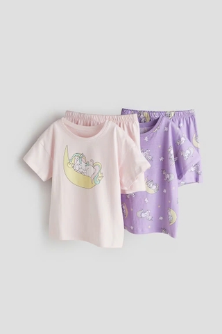 Set cộc tay (2 bộ) hồng nhạt / kỳ lân