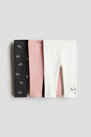 Quần leggings (3 quần) đen / nơ