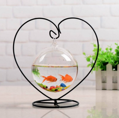 Mẫu bể cá trái tim đẹp để bàn làm việc
