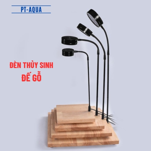 Đèn led bể cá kèm đế gỗ chuyên dụng Đèn cho bể cá hình tròn tetarium- Đèn led cho bể bán cạn