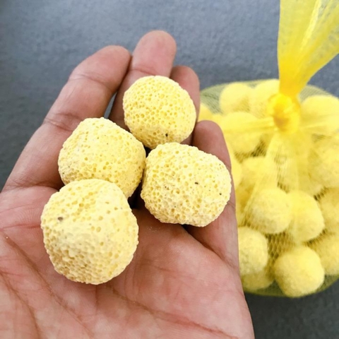 Sứ Lọc Viên Bi Tròn Vàng 100g Sứ bi vàng, sứ viên tròn vàng