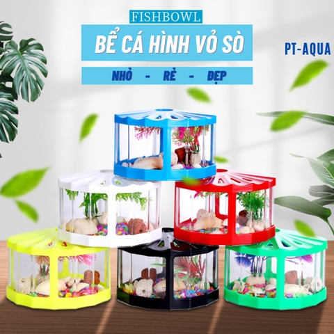 Bể cá mini bằng nhựa hình con sò dễ thương và đẹp mắt phù hợp trang trí để bàn nuôi cá cảnh nhỏ