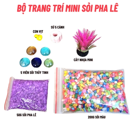 Bộ trang trí bể cá mini SỎI PHA LÊ cho bể cá mini dưới 15cm