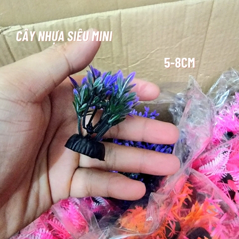 Cây nhựa siêu mini trang trí bể cá mini nhiều mẫu nhiều màu lấy ngẫu nhiên