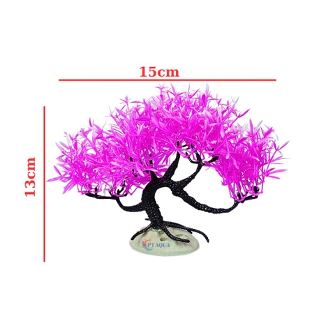 Cây Nhựa Dáng BonSai Màu Hồng Trang Trí Bể Cá Cảnh - Hòn Non Bộ