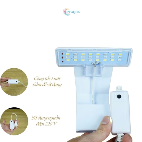 Đèn LED 12 kẹp thành hồ cá, hồ thủy sinh từ 15 đến 40cm