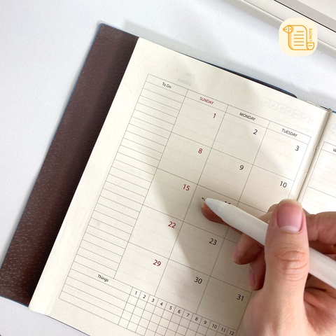 HÀNG ĐẶT Sổ lịch A5 PLANNER  bìa da dập họa tiết ép nhũ 70gsm,200 trang