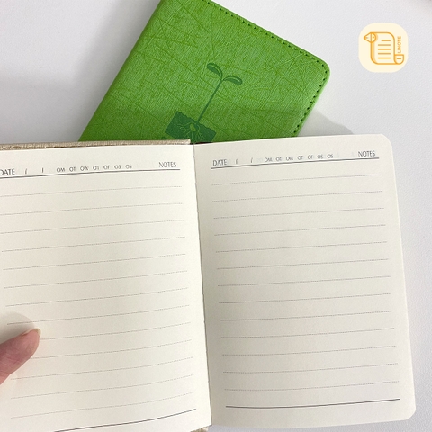 Sổ tay A6 kẻ ngang GROW-UP bìa da 70gsm, 240 trang