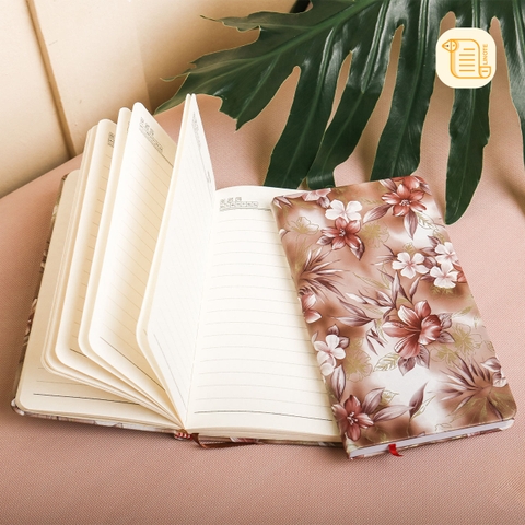Sổ tay bỏ túi kẻ ngang FLOWER bìa da 70gsm, 150 trang