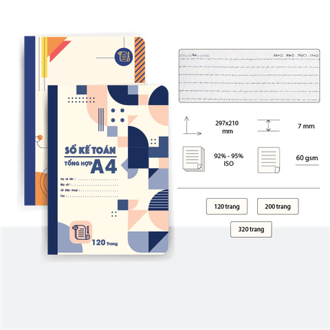 Vở kẻ ngang A4 KẾ TOÁN 120-320 Trang, 60gsm