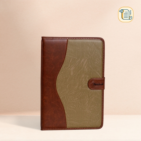 Sổ tay B5 kẻ ngang NOTEBOOK bìa da khuy bấm 70gsm, 200 trang, cài bút