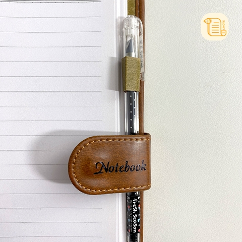 Sổ tay B5 kẻ ngang NOTEBOOK bìa da khuy bấm 70gsm, 200 trang, cài bút