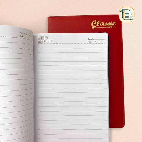 Sổ kẻ ngang Classic C8 bìa da gáy hoạ tiết chìm 70gsm, 200 trang