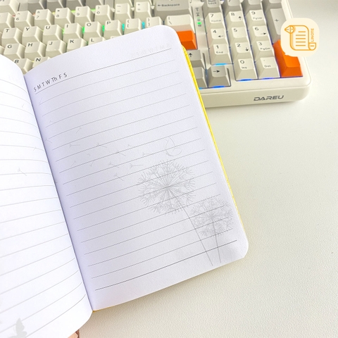 Sổ tay A6 kẻ ngang Bồ Công Anh bìa da 70gsm, 240 trang