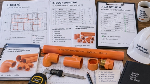 Checklist hồ sơ vật tư đường ống sprinkler phục vụ nghiệm thu PCCC 2026