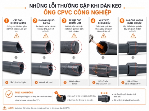 Các lỗi thường gặp khi dán keo ống CPVC công nghiệp