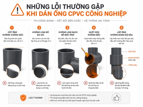 Các lỗi thường gặp khi dán keo ống CPVC công nghiệp