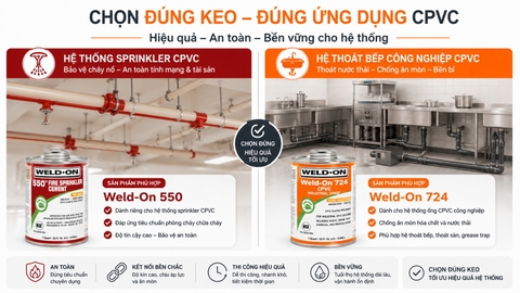 Khuyến nghị chọn Weld-On 724 thay vì Weld-On 550 cho hệ thoát bếp CPVC