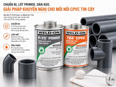 Primer P-70 và keo Weld-On 724 cho mối nối CPVC công nghiệp