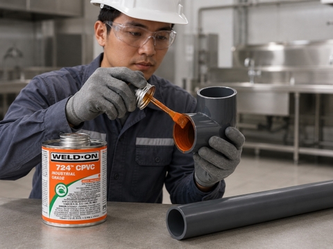 Thi công keo Weld-On 724 trên mối nối ống CPVC công nghiệp