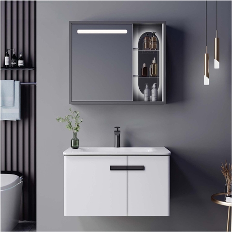 Bộ tủ chậu lavabo, tủ gương phòng tắm MW6616