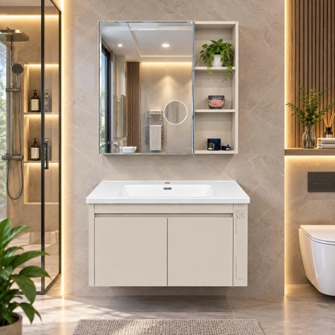 Bộ tủ chậu lavabo, tủ gương phòng tắm TC 024-80