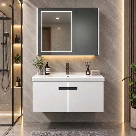 Bộ tủ chậu lavabo, tủ gương phòng tắm CR-237