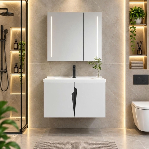 Bộ tủ chậu lavabo, tủ gương phòng tắm CR-285