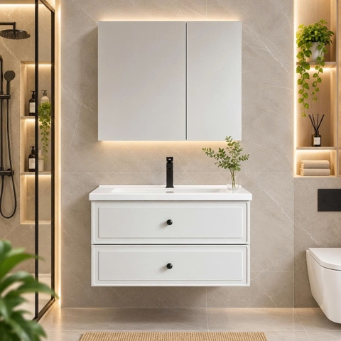 Bộ tủ chậu lavabo, tủ gương phòng tắm CR-294