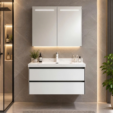 Bộ tủ chậu lavabo, tủ gương phòng tắm CR-228