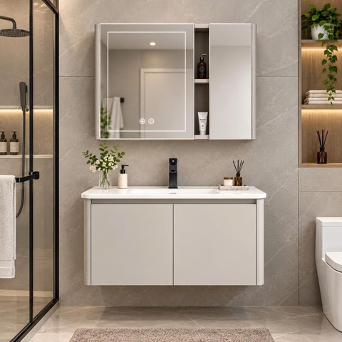 Bộ tủ chậu lavabo, tủ gương phòng tắm CR-512
