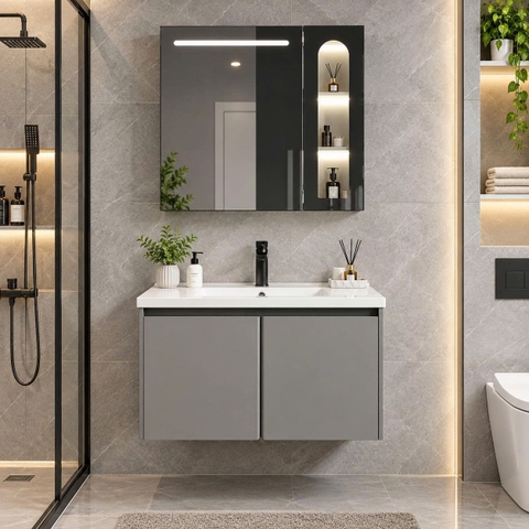 Bộ tủ chậu lavabo, tủ gương phòng tắm CR-801
