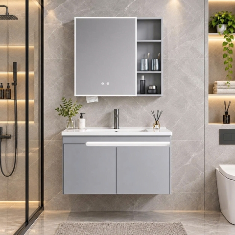 Bộ tủ chậu lavabo, tủ gương phòng tắm CR-299
