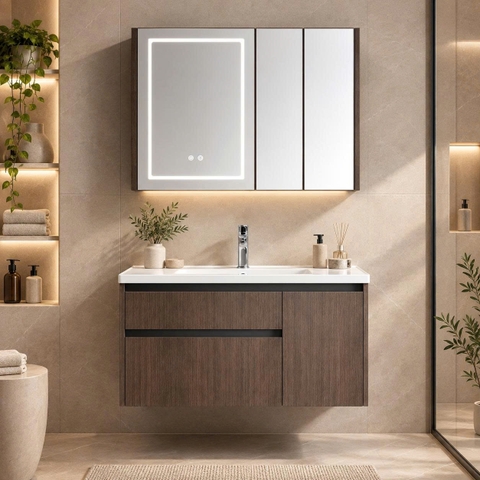 Bộ tủ chậu lavabo, tủ gương phòng tắm CR-832