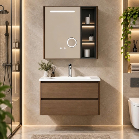 Bộ tủ chậu lavabo, tủ gương phòng tắm CR-T09