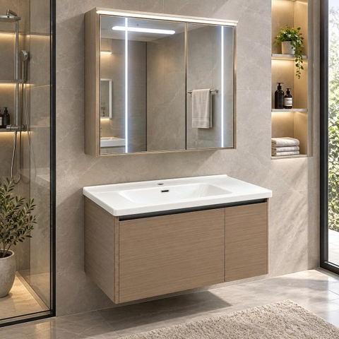 Bộ tủ chậu lavabo, tủ gương phòng tắm TC 031-100