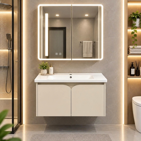 Bộ tủ chậu lavabo, tủ gương phòng tắm TC 008-80