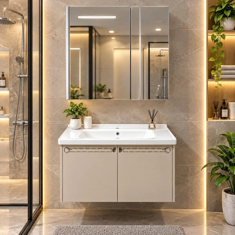 Bộ tủ chậu lavabo, tủ gương phòng tắm TC 023-80