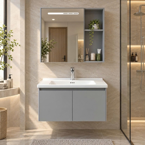 Bộ tủ chậu lavabo, tủ gương phòng tắm TC 020-80