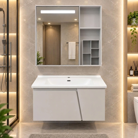 Bộ tủ chậu lavabo, tủ gương phòng tắm TC 017-80