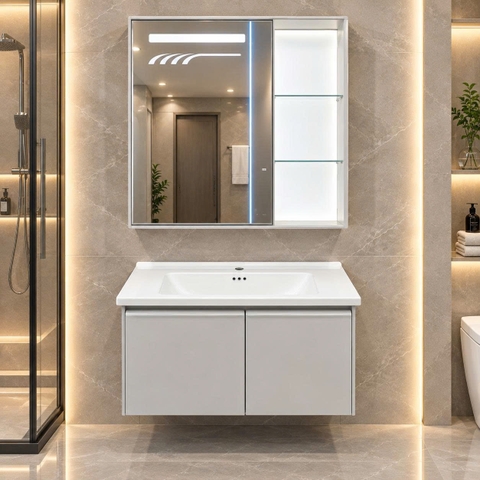 Bộ tủ chậu lavabo, tủ gương phòng tắm TC 016-80