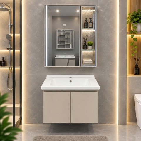 Bộ tủ chậu lavabo, tủ gương phòng tắm TC 029-60