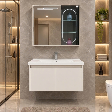 Bộ tủ chậu lavabo, tủ gương phòng tắm TC 013 - 01