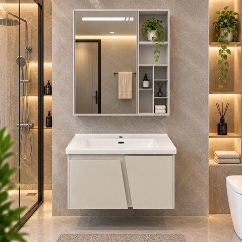 Bộ tủ chậu lavabo, tủ gương phòng tắm TC 017-60
